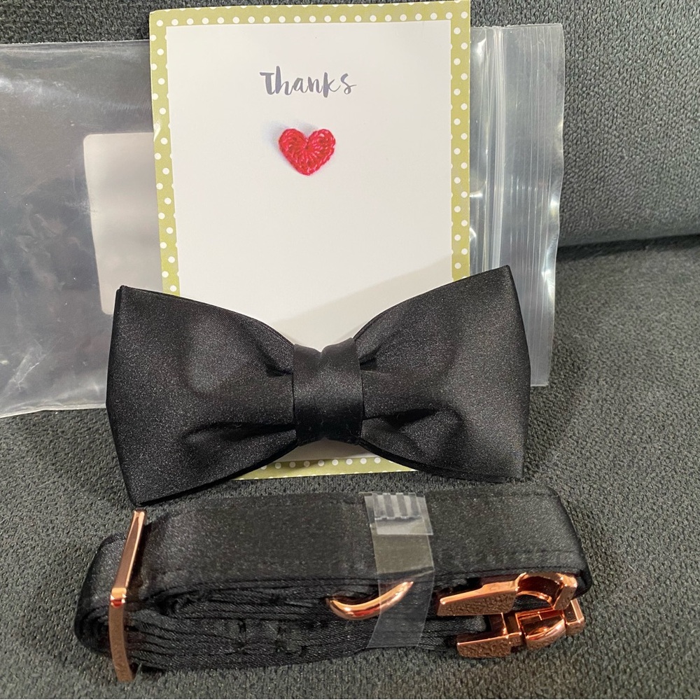 ⭐️New Unique style paws Dog Collar, Black Silk Dog Collar with Bow - Picture 10 of 16